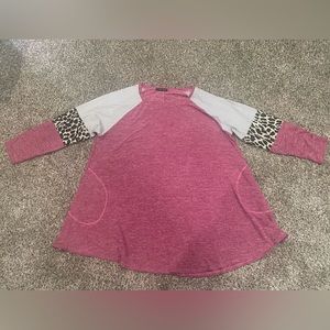 MONNURO Womens Long Sleeve Shirts Block Stripe Loose Swing Tunic Top